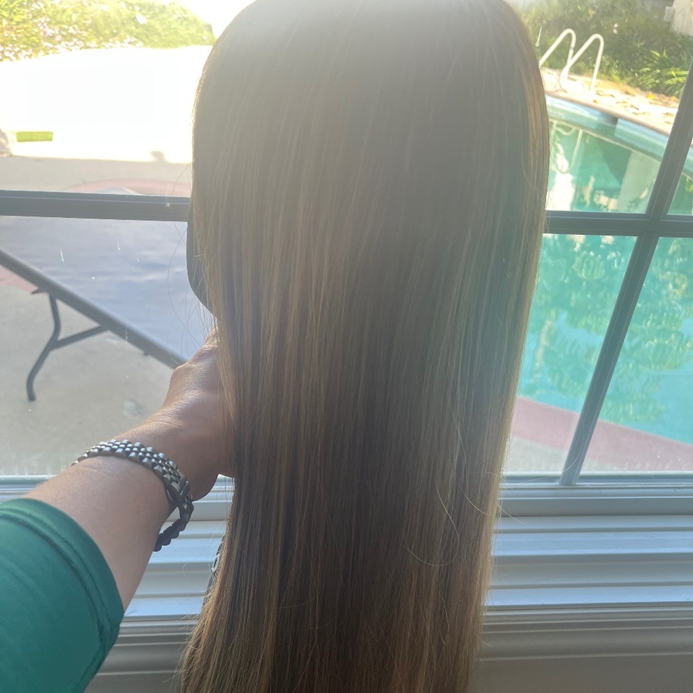 Stunning silky European Hair lace top/front wig multidirectional.